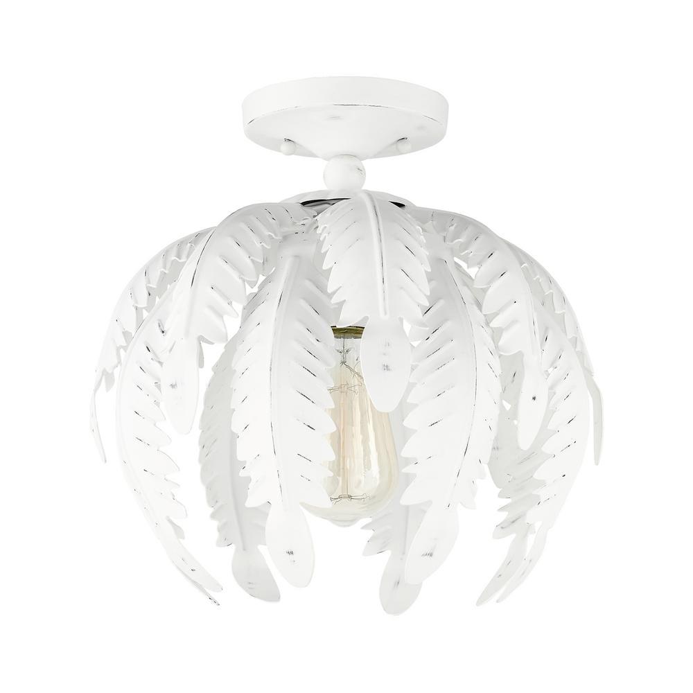 Livex Lighting Acanthus 1 - Light Semi-Flush Mount in  Antique White