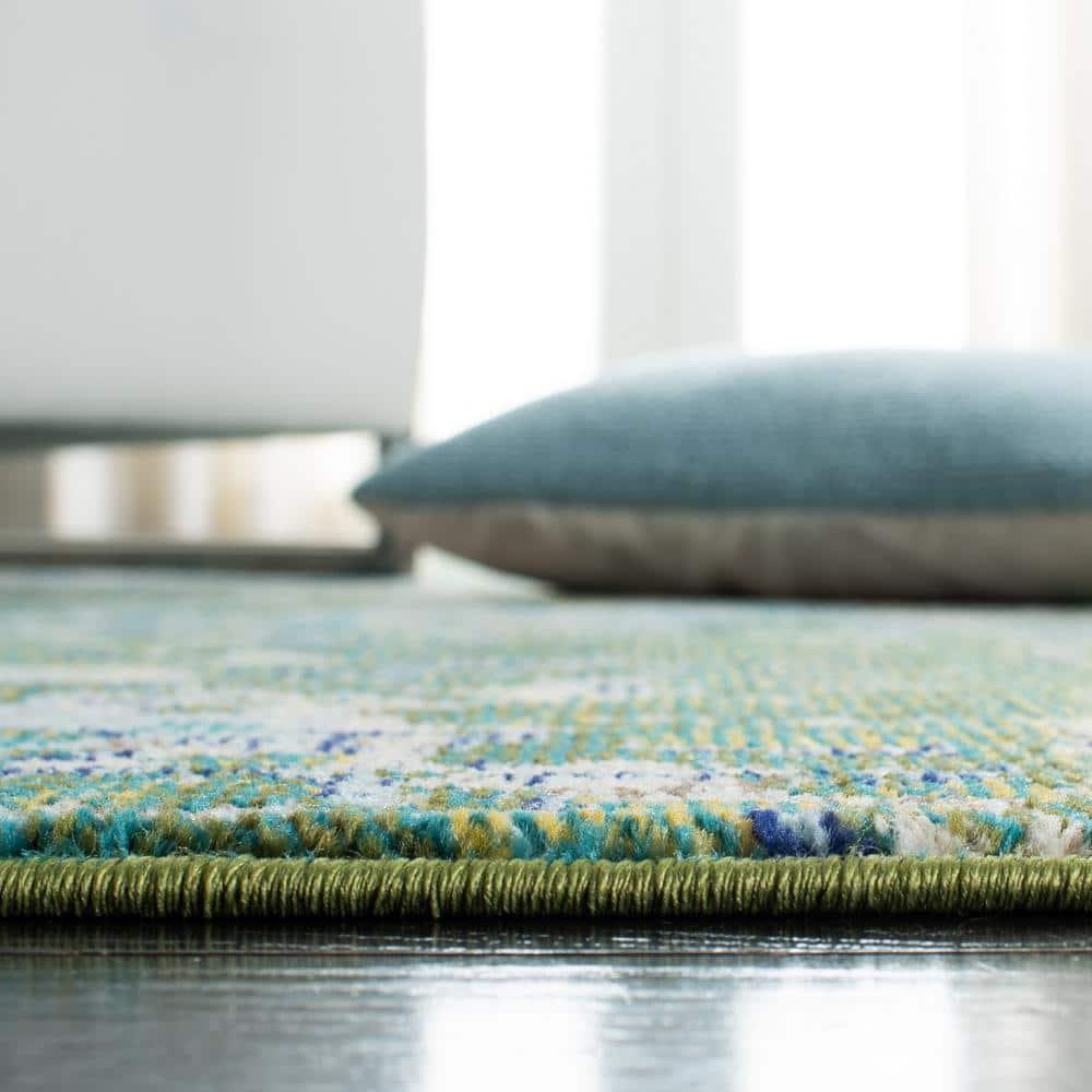 SAFAVIEH Madison Candelario Abstract Polka Dots Area Rug, Green/Turquoise, 10' x 14'