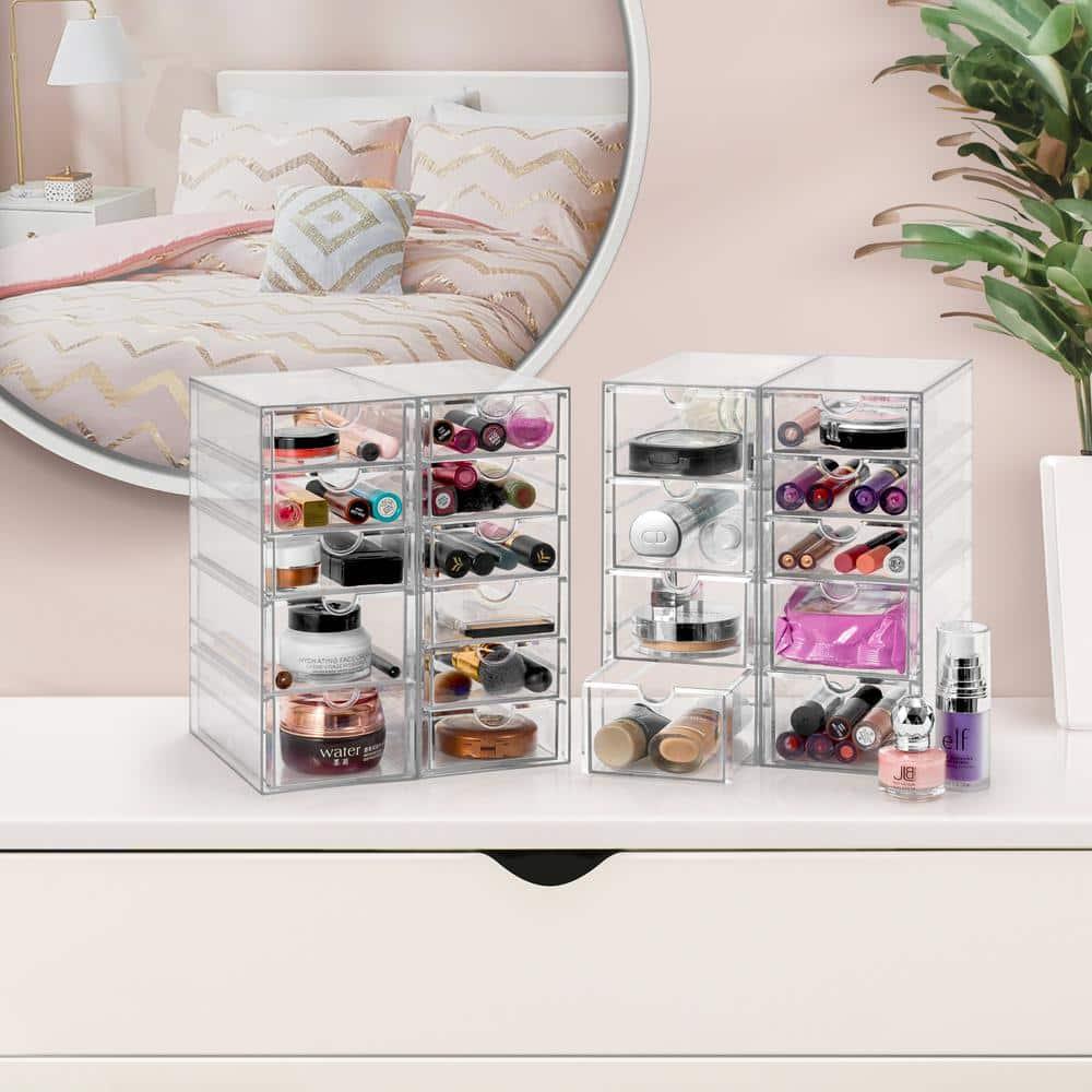 Sorbus Clear 20 Drawers Acrylic Makeup Organizer 4 Pcs Stackable Set