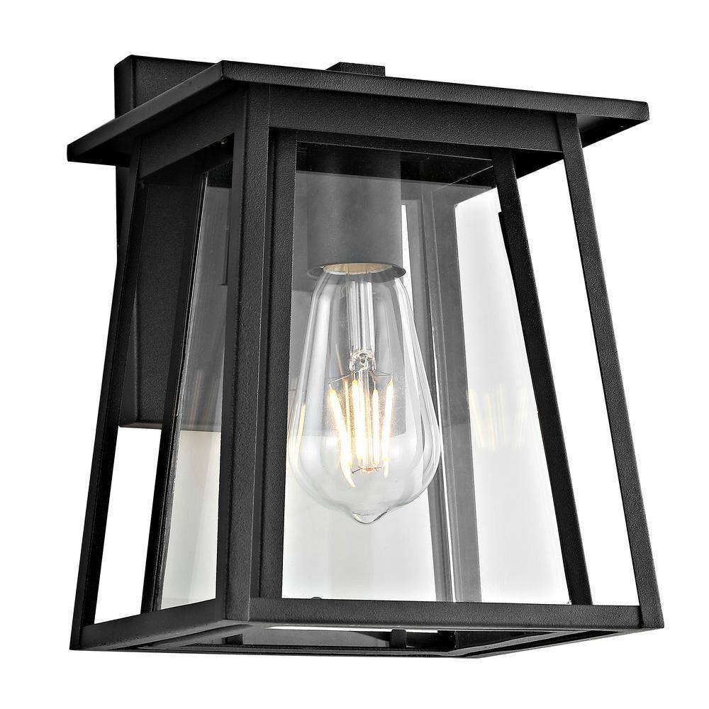 Stern Outdoor Wall Lantern - PLT4004 - Clear/Black - Safavieh