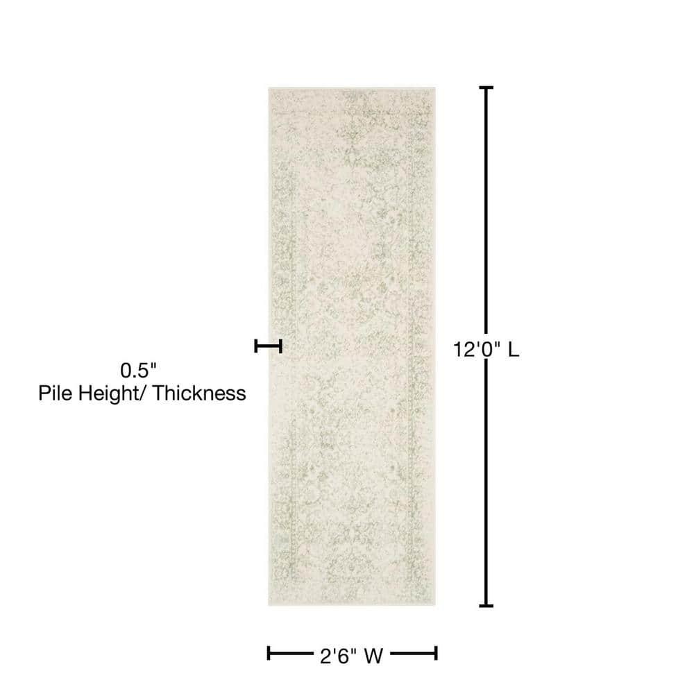 Adirondack ADR109 Machine Made Indoor Runner - Ivory/Sage - 2'6"x12' - Safavieh