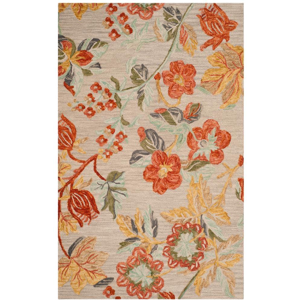 Blossom BLM458 Hand Tufted Area Rug - Grey/Red - 8'x10' - Safavieh.