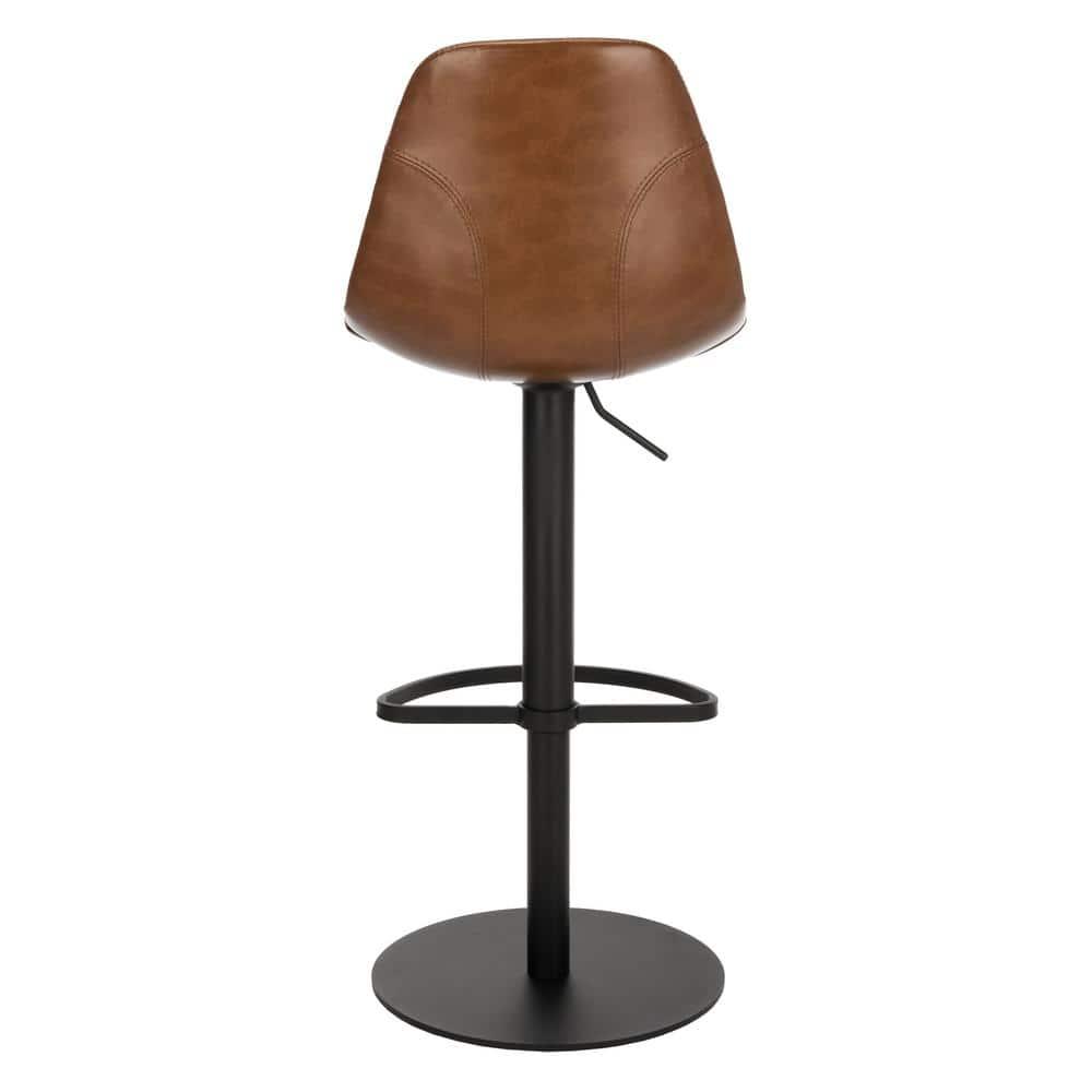 SAFAVIEH Sky Light Brown/Black High Back Tufted Bar Stool (17.25 in. W x 20 in. D x 33.5/43.5 in. H)