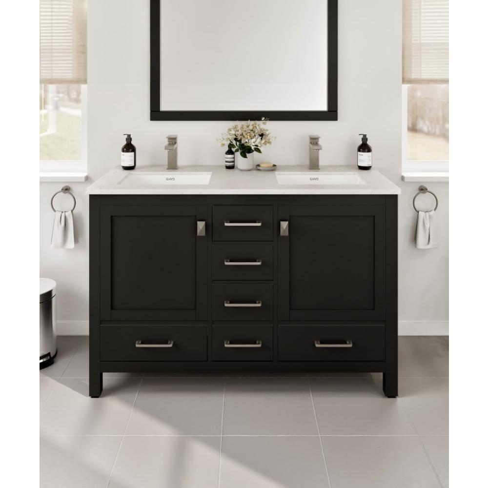 Eviva Eviva London 48"W X 18"D Double Sink Bathroom Vanity With White Carrara Quartz Countertop