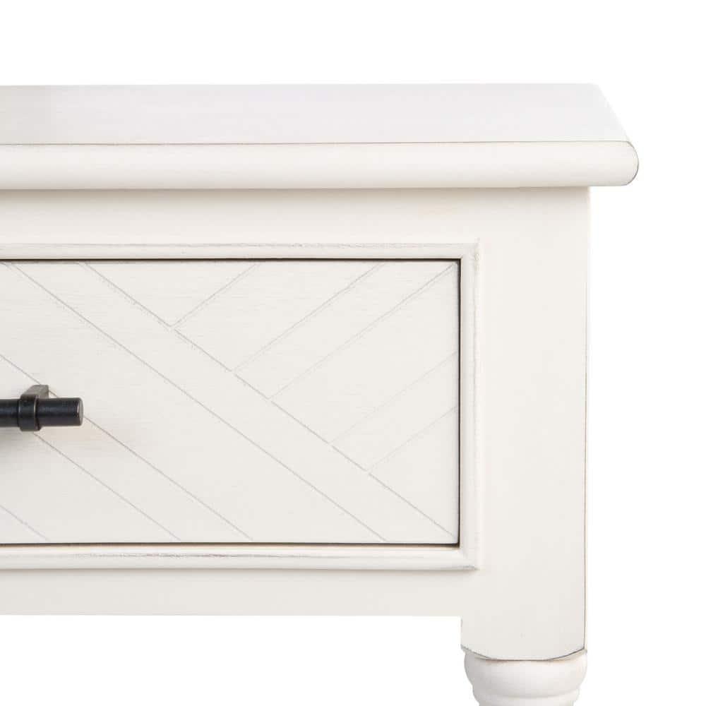 Peyton 1 Drawer Accent Table - Distressed White - Safavieh