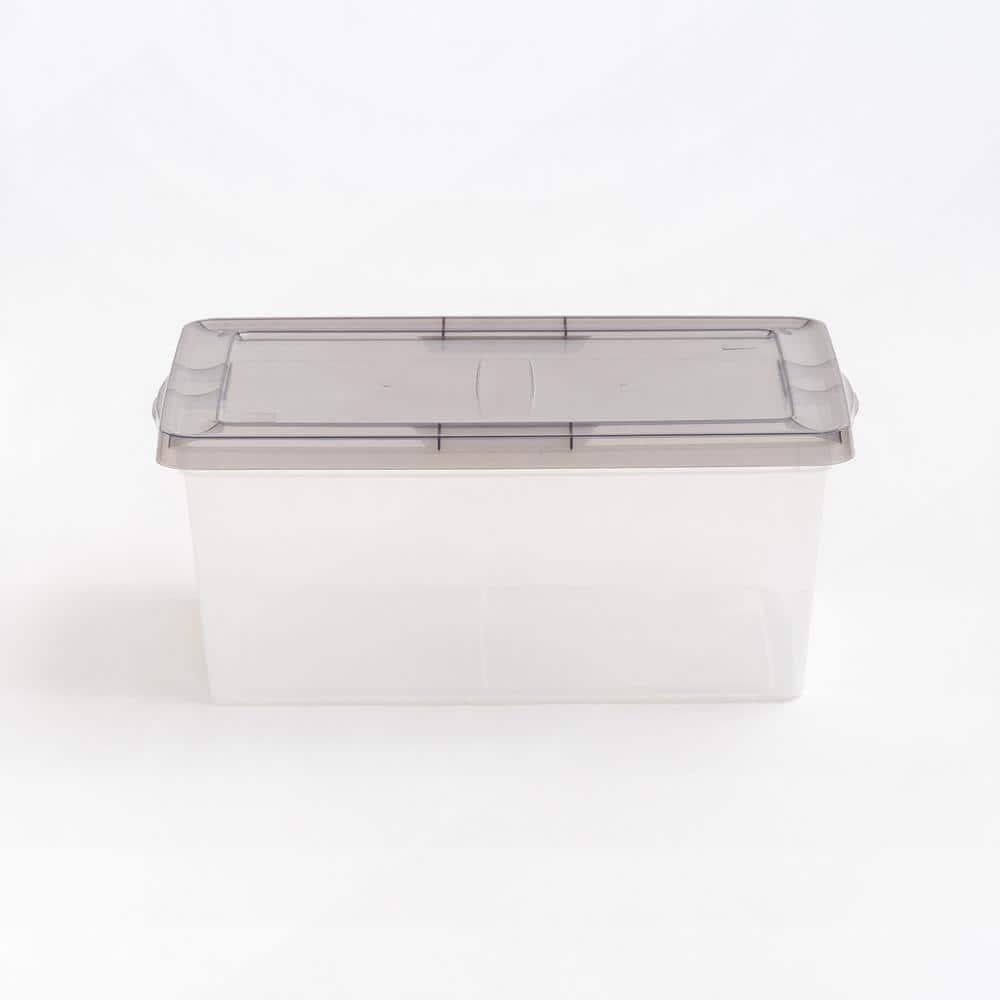IRIS 17qt 8pk Snap Top Plastic Storage Bin: Stackable, Transparent, Portable, Nesting Utility Totes with Lids