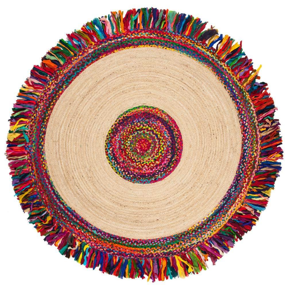 Cape Cod CAP205 Hand Woven Area Rug - Ivory/Red - 8' round - Safavieh.