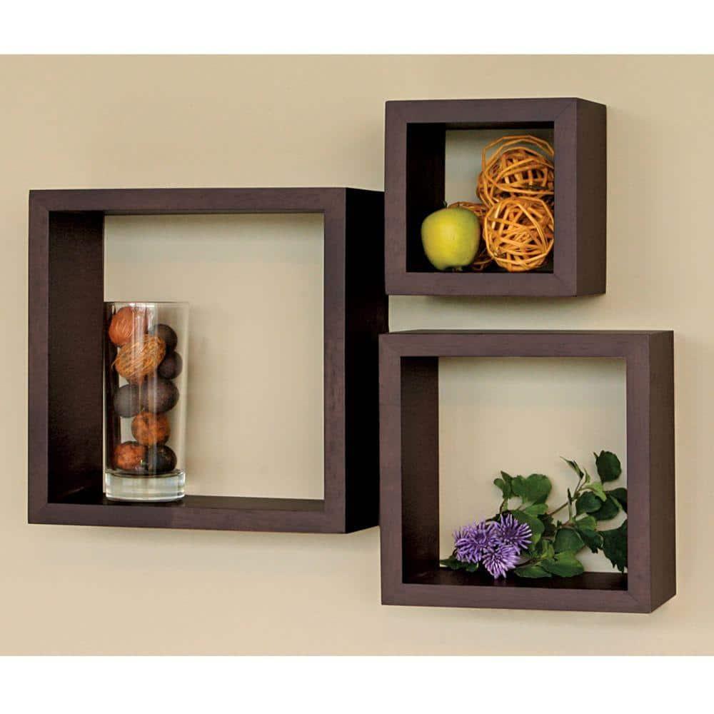 kieragrace KG Modern  Cubbi Floating Wall Shelves Espresso Engineered Wood