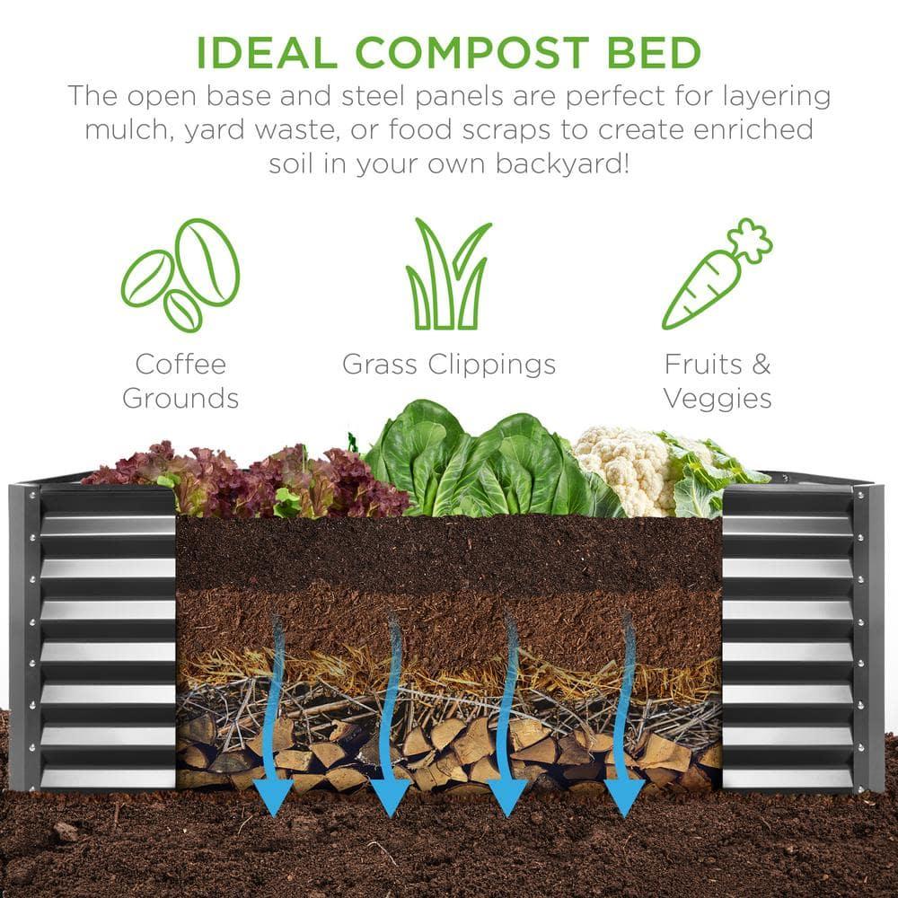 Arlmont & Co. Rosonda 8x4x2ft Outdoor Metal Raised Garden Bed, Planter Box for Vegetables, Flowers, Herbs