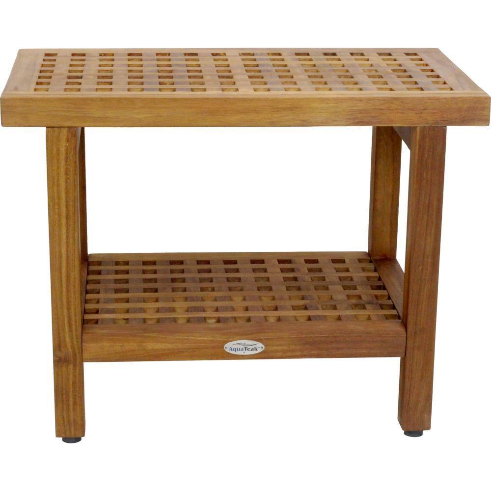The Original 24" Grate™ Teak Shower Bench with Shelf