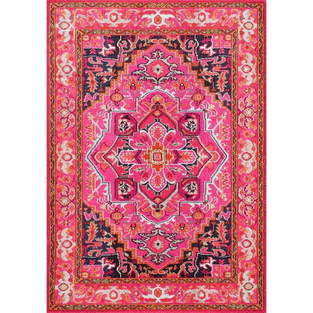 4'x6' Vintage Mackenzie Area Rug Pink - nuLOOM: Medallion Pattern, Low Pile, Indoor, Machine Made, Jute Backing