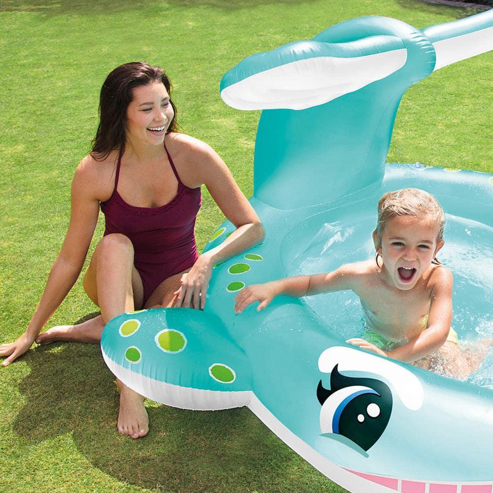 Intex Intex 57440EP 79" x 77" x 36" Inflatable Whale Spray Kiddie Pool for Kids 2+