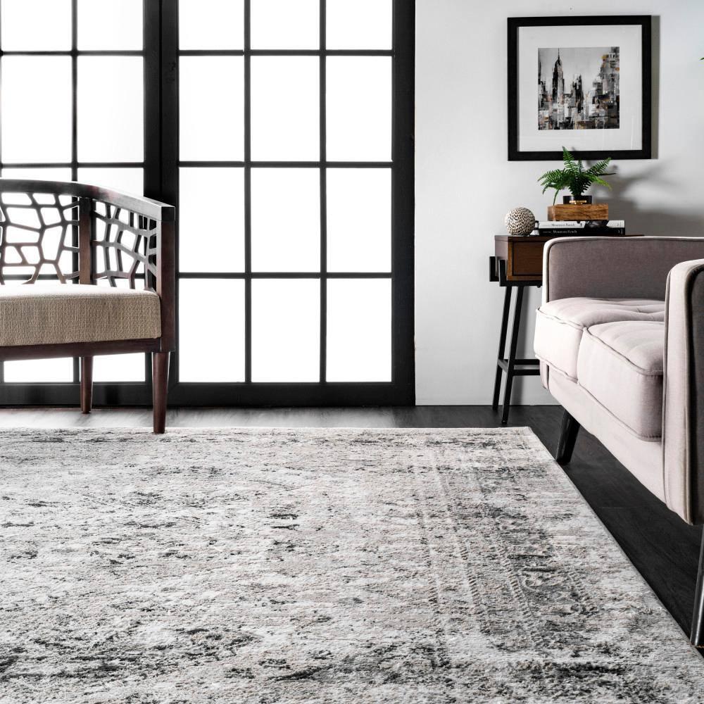 Nuloom Madisson Medallion 5 Round Indoor Area Rug for Living Room Bedroom Dining Room Kitchen, Grey/Ivory