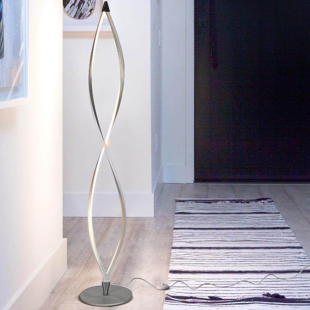 Brightech Twist 43 in. Industrial 2-Light LED Energy Efficient Floor Lamp with Built-In 3-Way Dimmer