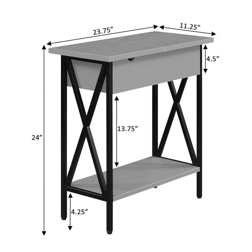Convenience Concepts Tucson Flip Top End Table with Charging Station and Shelf, Multiple Finishes