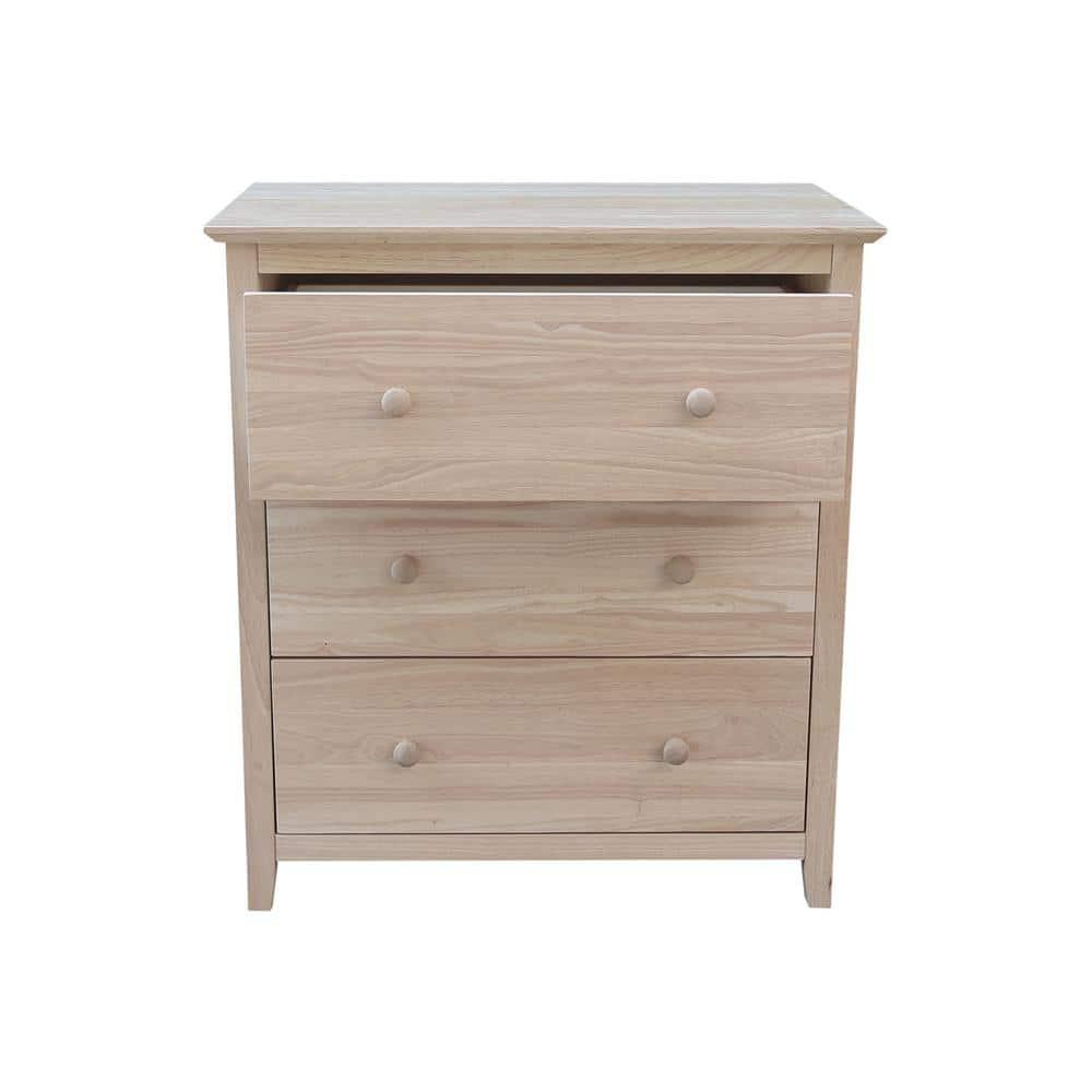 Brooklyn 3-Drawer Unfinished Wood Chest of Drawers