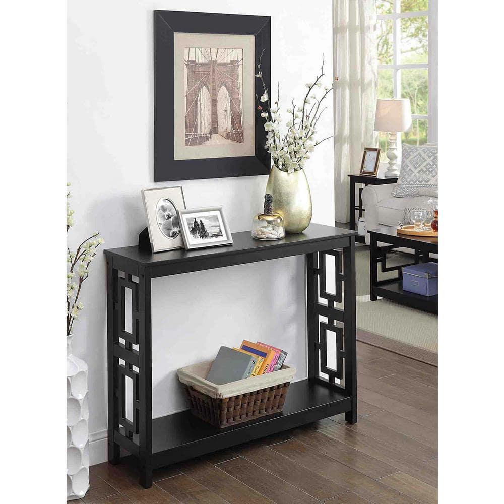 Convenience Concepts Town Square Console Table in Black Wood Finish