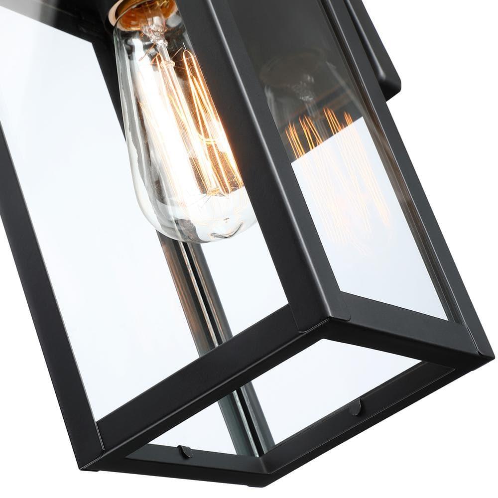 12 in. 1-Light Matte Black Motion Sensing Dusk to Dawn Outdoor Wall Lantern Sconce Sensor