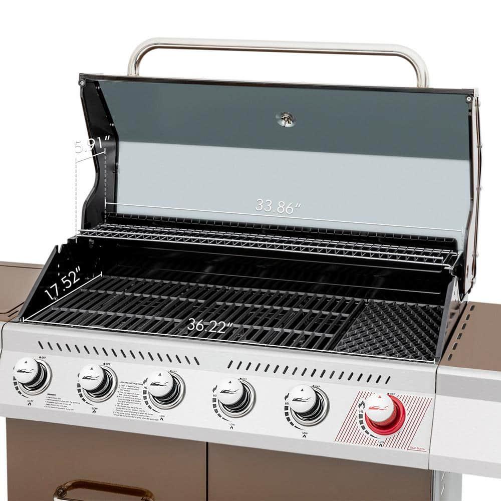 Royal Gourmet 6 - Burner Freestanding Liquid Propane 74000 BTU Gas Grill with Cabinet