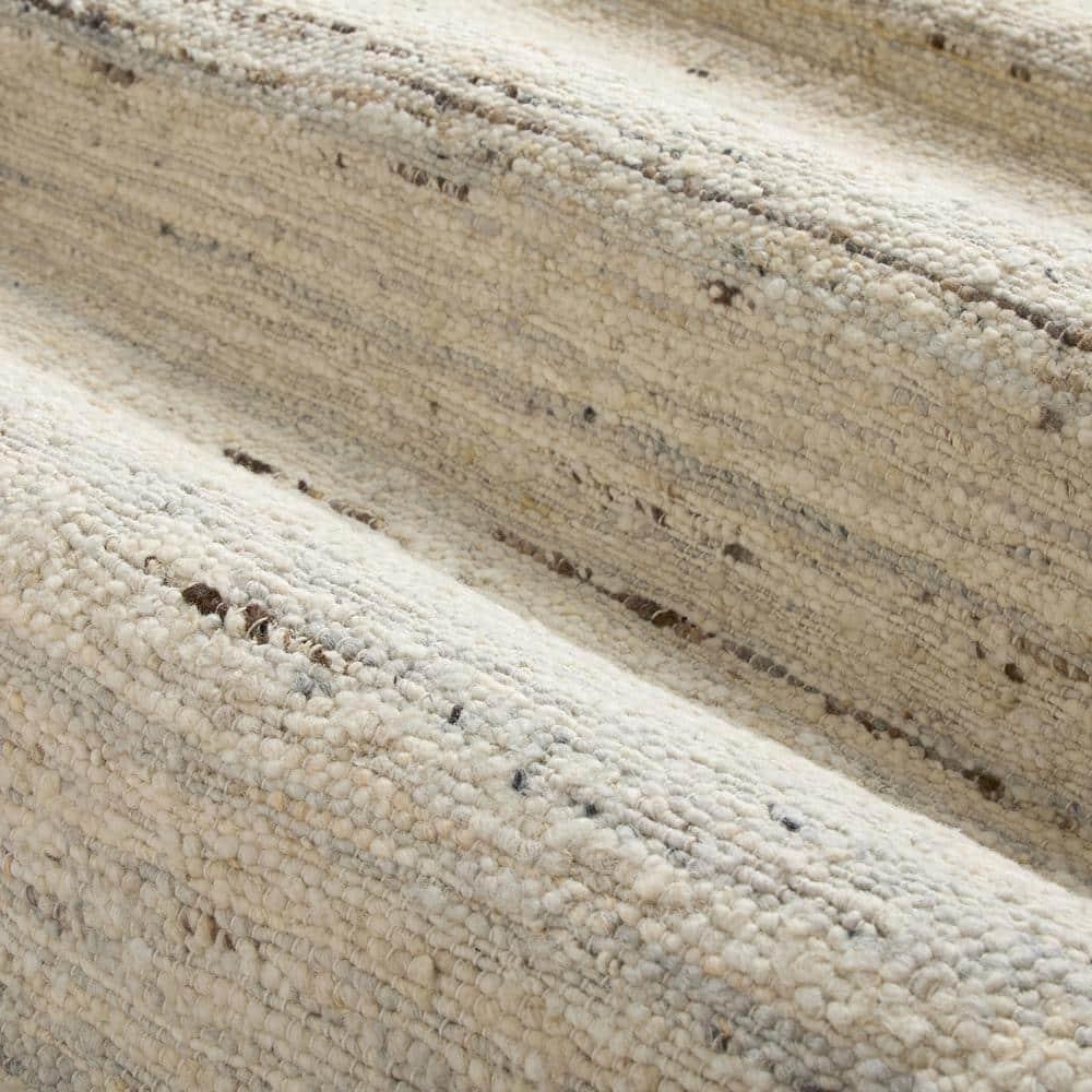 Town & Country Terra Montana Textured Border Handcrafted 100% Wool Area Rug, Ivory/Beige, 8'x10'