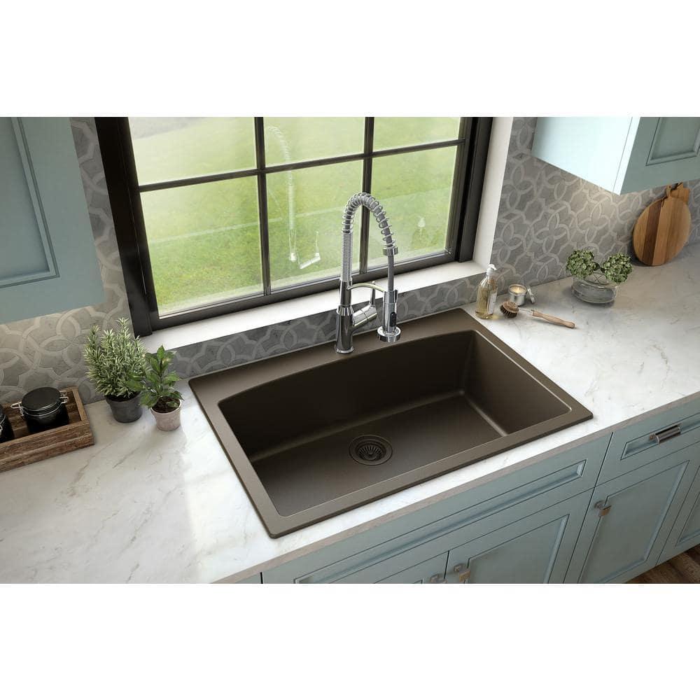Karran Drop-in Quartz Composite 33'' X 22'' 1-Hole Single Bowl Kitchen Sink