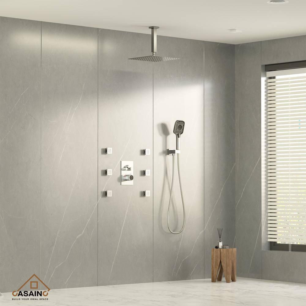 Revitalize 12 Inch Luxury Thermostatic Complete Shower System with Rough-in Valve