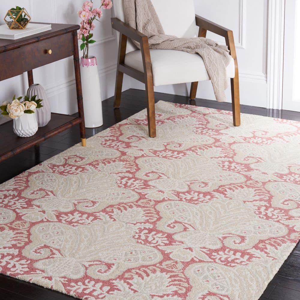 Micro-Loop MLP539 Hand Tufted Indoor Area Rug - Pink/Beige - 5'x5' - Safavieh
