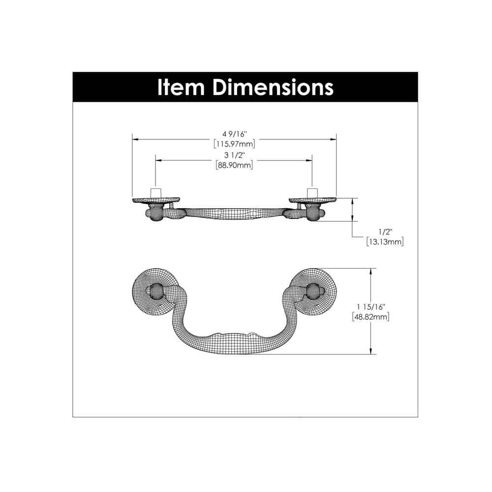 Manor House Kitchen Cabinet Handles, Solid Core Drawer Pulls for Cabinet Doors, 3-1/2"