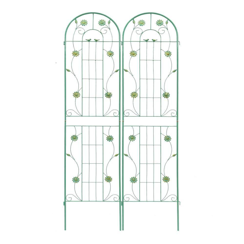 ANYHI 2 Pack Metal Garden Trellis 86.7" x 19.7" Rustproof Trellis for Climbing Plants Outdoor Flower Support Green