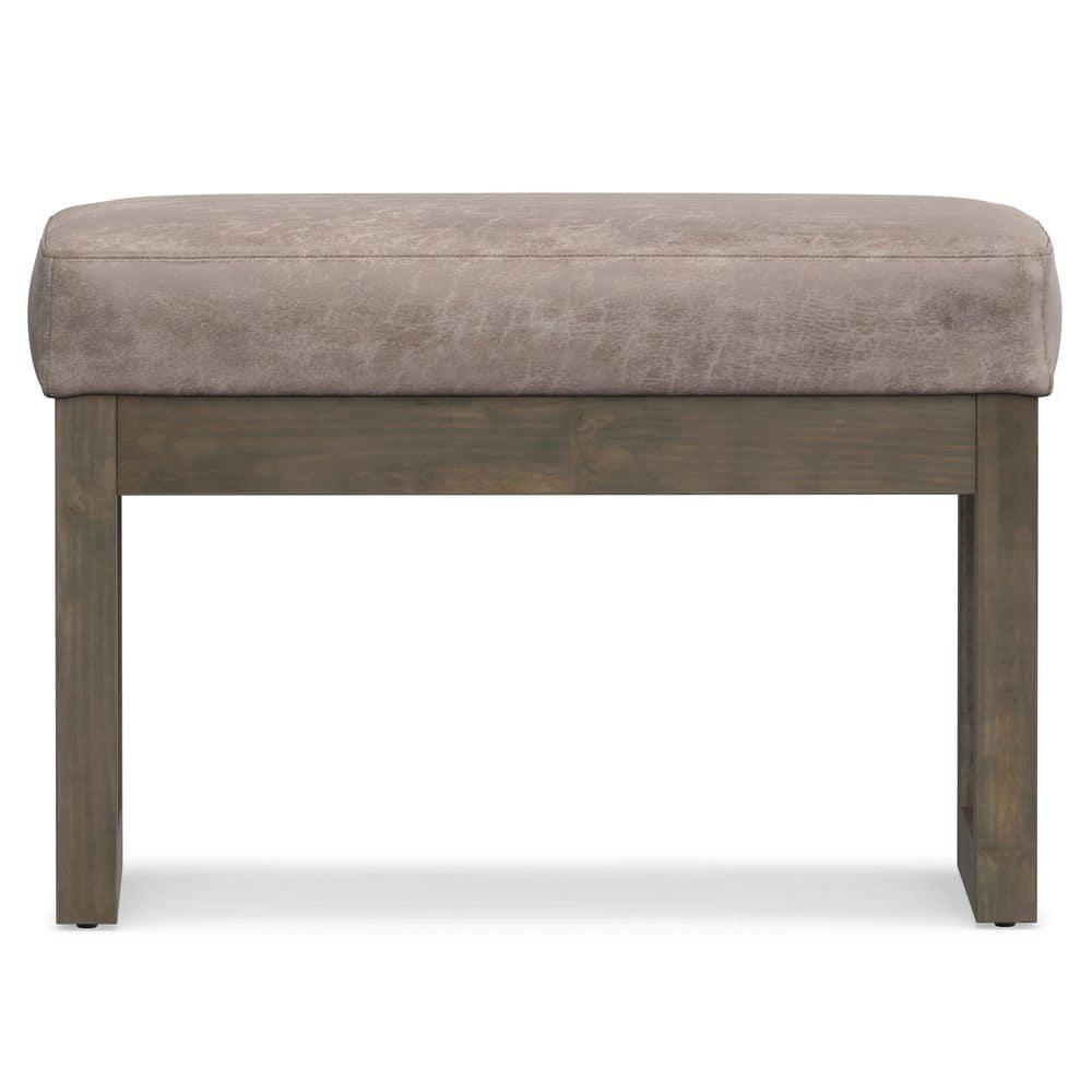 Simpli Home Milltown Ottoman Bench with Upholstered Seat and Solid Wood Frame