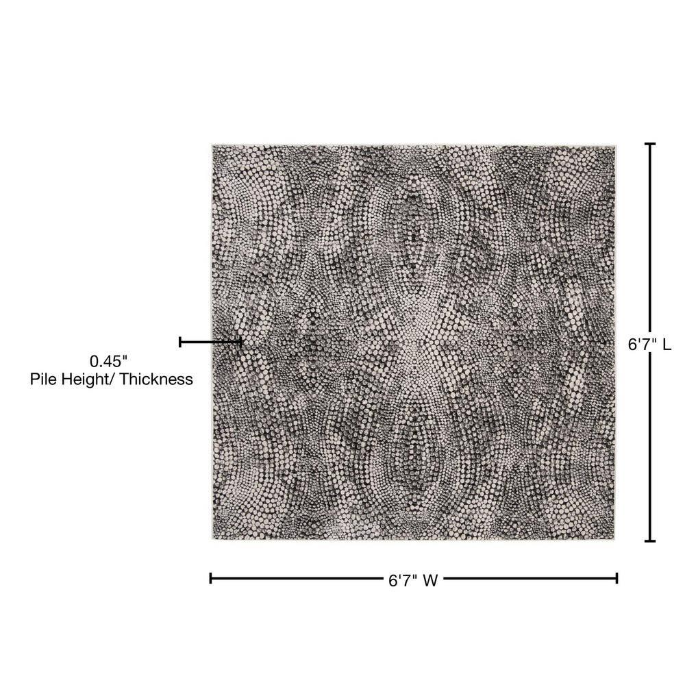 Lurex LUR185 Power Loomed Area Rug - Black/Light Grey - 6'7"x6'7" - Safavieh.