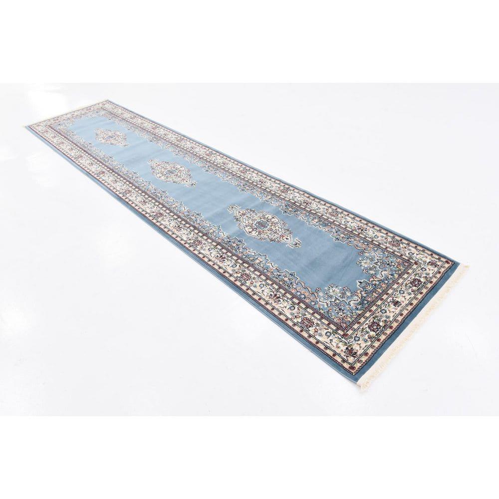 Unique Loom Narenj Collection Classic Traditional Medallion Textured Design Area Rug, 3' x 13' 1" Runner, Blue/Burgundy