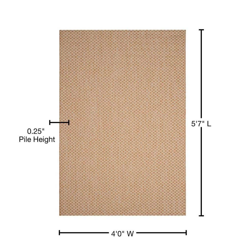 SAFAVIEH Courtyard Blair Checkered Indoor/Outdoor Area Rug, Natural/Cream, 4' x 5'7"