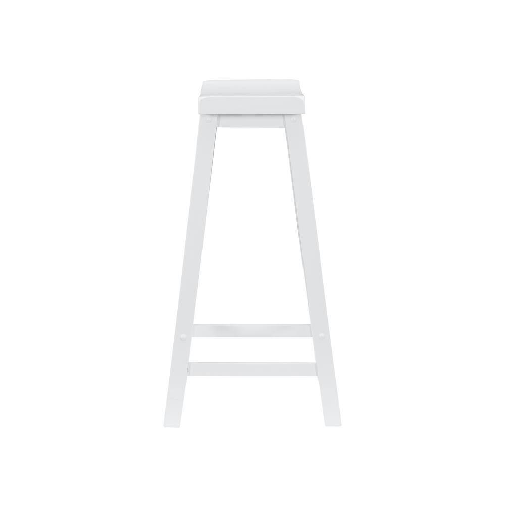 Linon Beamon 29" Sturdy Wood Backless Saddle Seat Counter Stool in Pure White