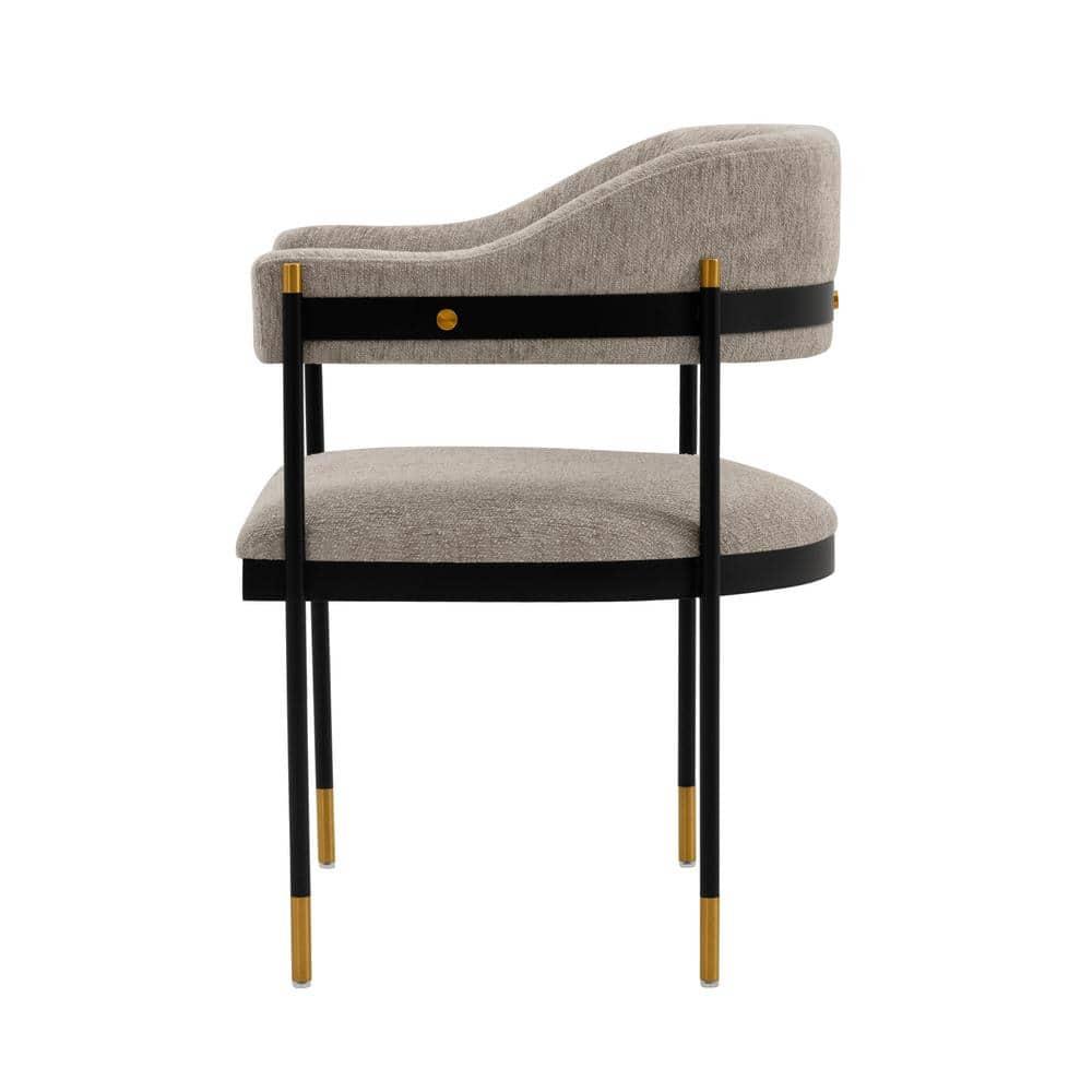 Set of 2 Lia Modern Boucle Upholstered Dining Armchairs Stone Gray - Manhattan Comfort: Brushed Gold Accents, No Assembly Required