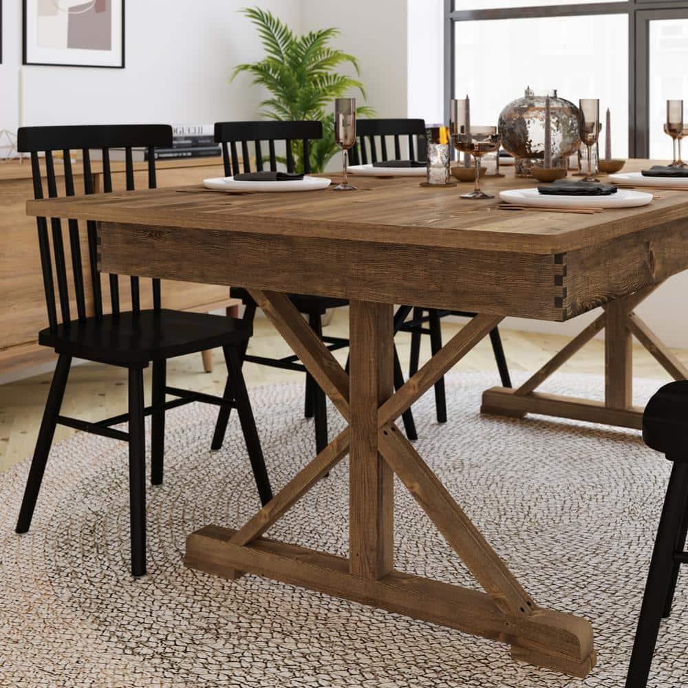 Taylor & Logan 84"x40" Hamish Rectangular Dining Table Brown: Seats Up to 8, Wood Frame, 1-Year Warranty