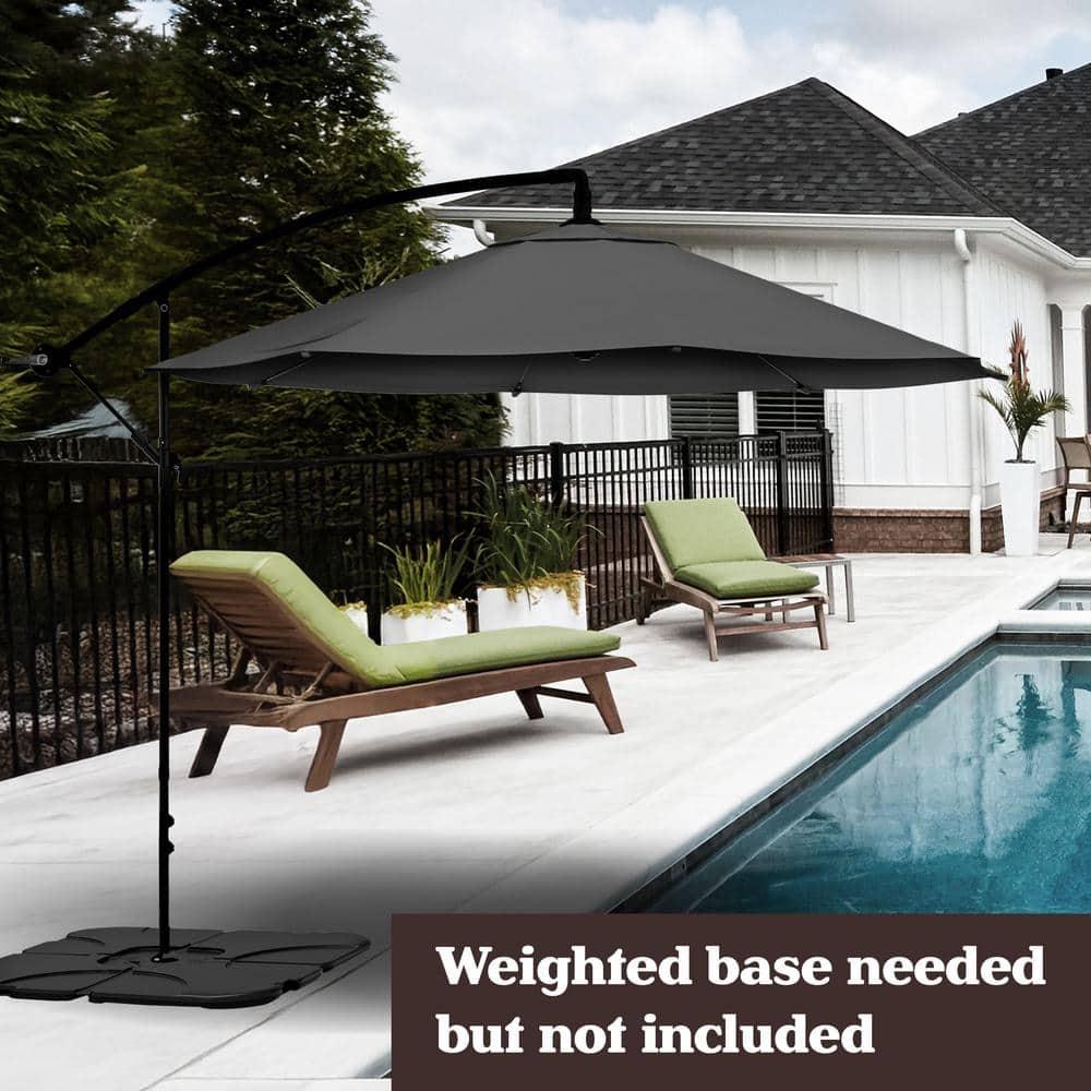 Pure Garden 10' Octagon Outdoor Patio Cantilever Umbrella Gray: Weather-Resistant with Crank Lift, 8 Ribs