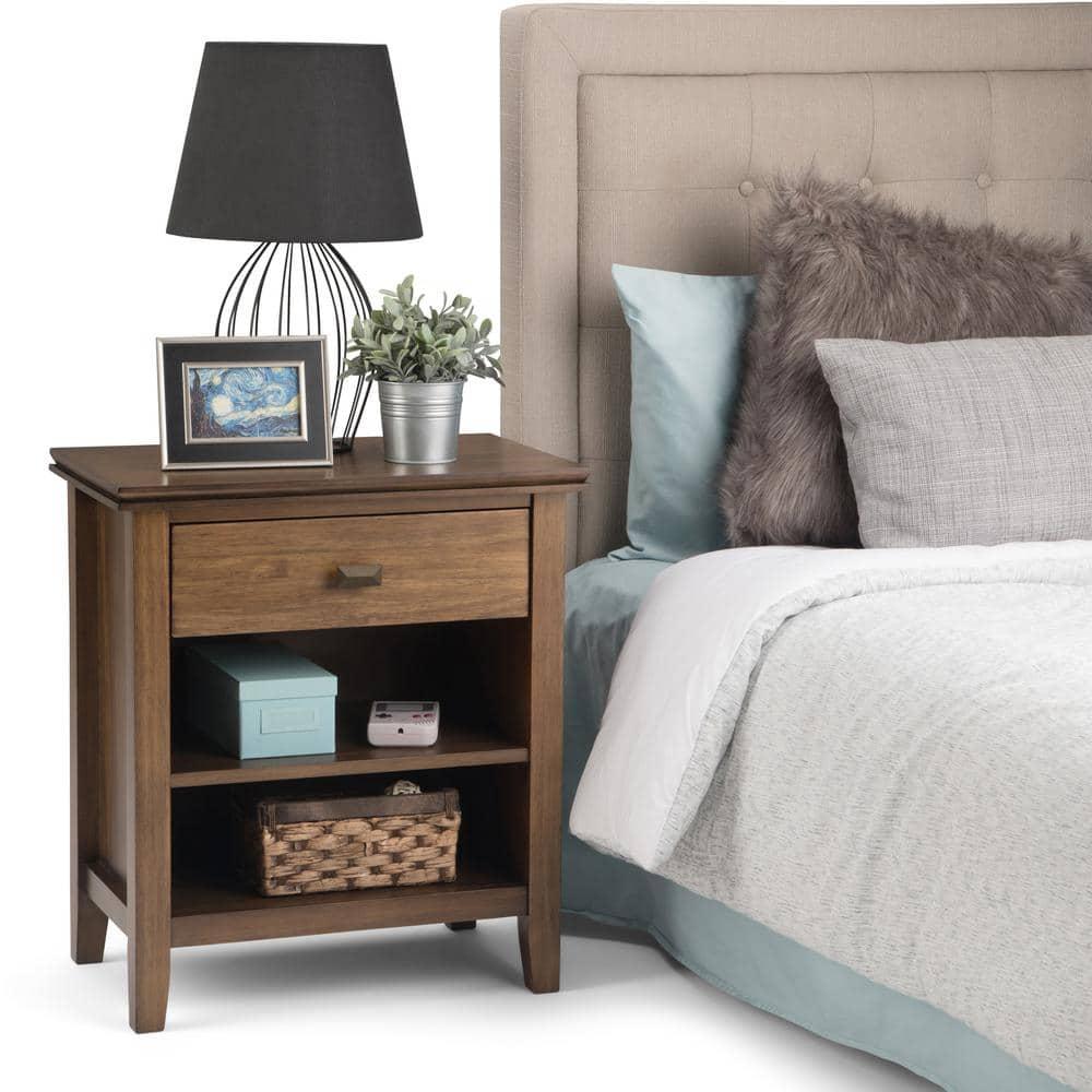 Simpli Home Artisan 24"W Solid Wood Nightstand with Drawer and Shelves