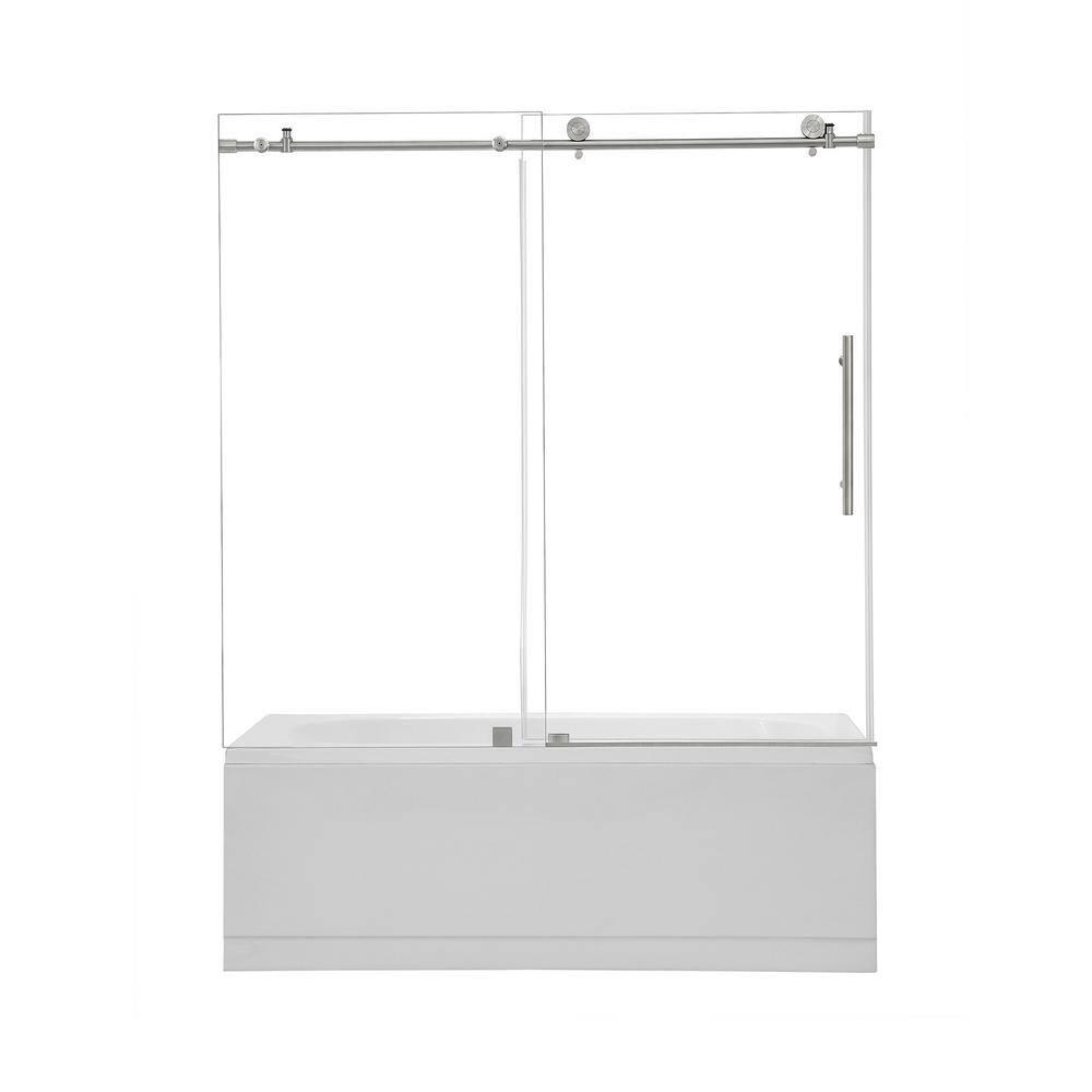 56" - 60" W x 58" H Single Sliding Frameless Tub Door