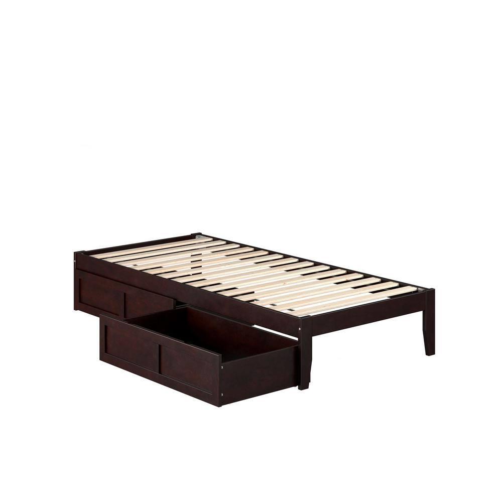 Twin XL Colorado Bed with 2 Drawers Espresso - AFI: Wood Frame, No Box Spring Needed, Storage Solution