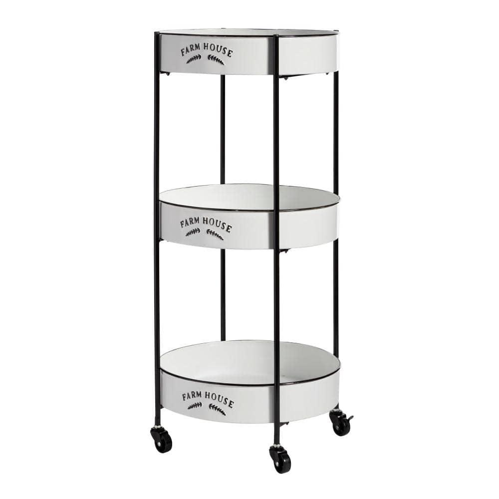 34'' x 16'' Farmhouse Metal Storage Cart White - Olivia & May: Decorative Storage Bins, Tabletop Bin, Adult Assembly Required