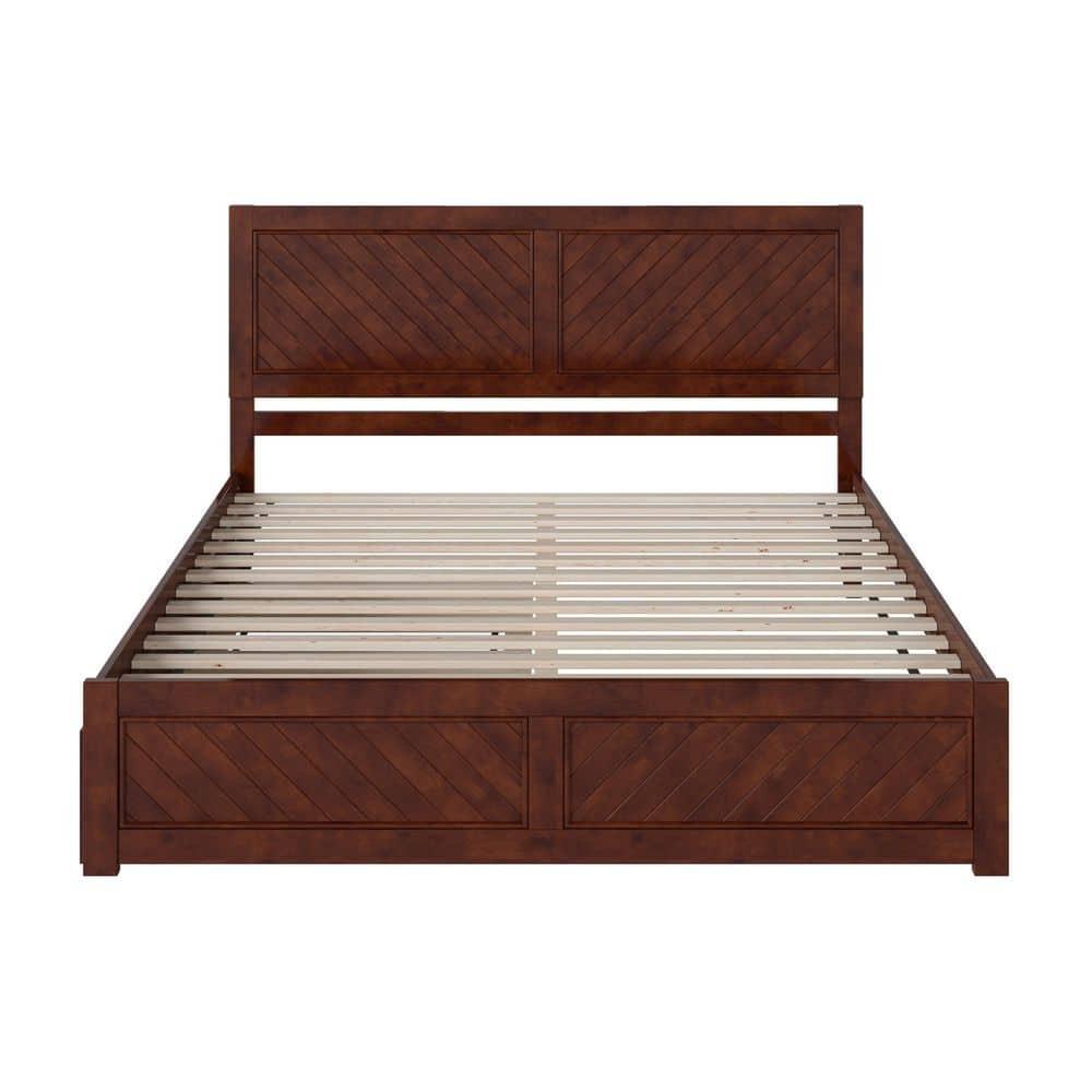 AFI Canyon Walnut Solid Wood Platform Bed with Matching Footboard & Twin-XL Trundle, King