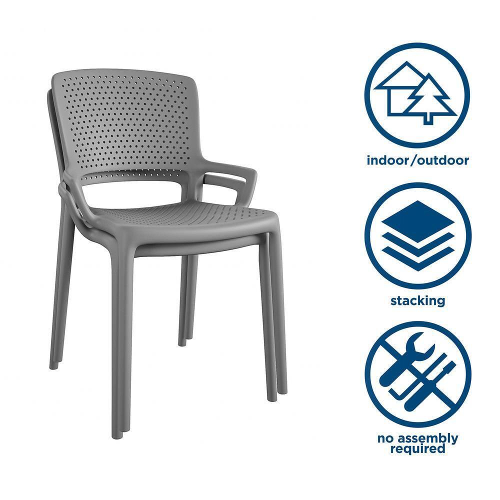 COSCO Outdoor/Indoor Stacking Resin Chair with Square Back and Arms