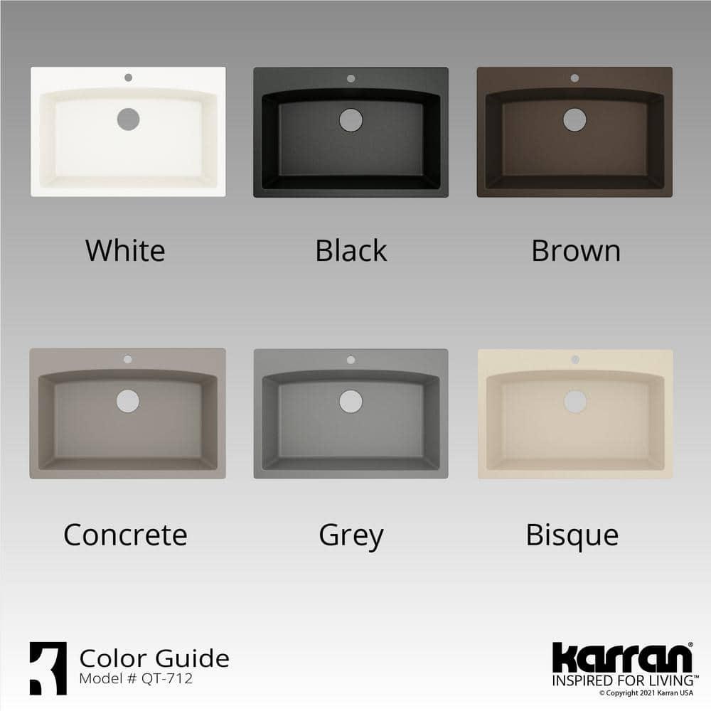 Karran Drop-in Quartz Composite 33'' X 22'' 1-Hole Single Bowl Kitchen Sink