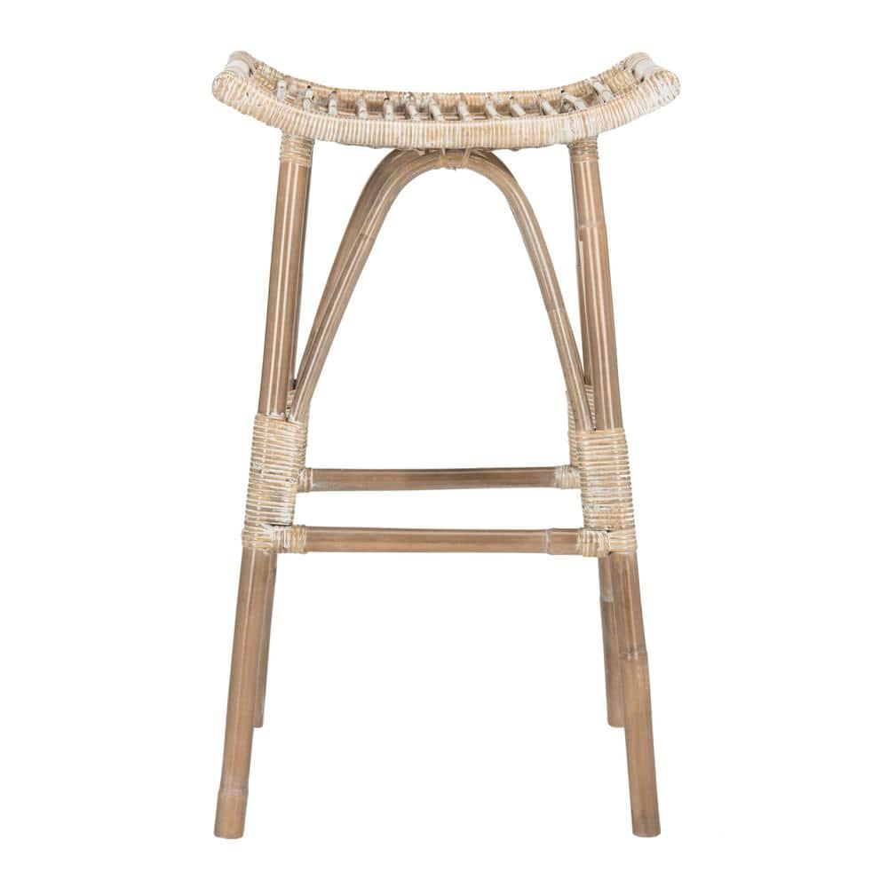 Leda Rattan Bar Stool - WIK6511 - White/Grey - Safavieh