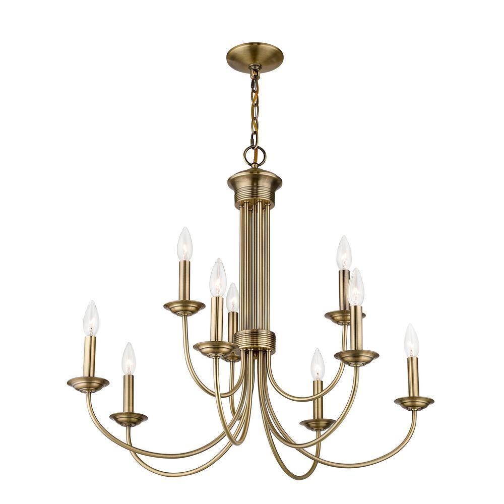 Livex Lighting Estate 9 - Light Chandelier in  Antique Brass