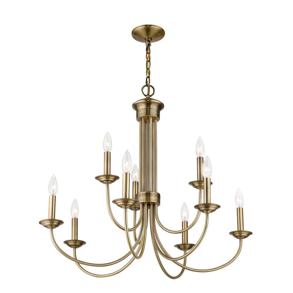 Livex Lighting Estate 9 - Light Chandelier in  Antique Brass