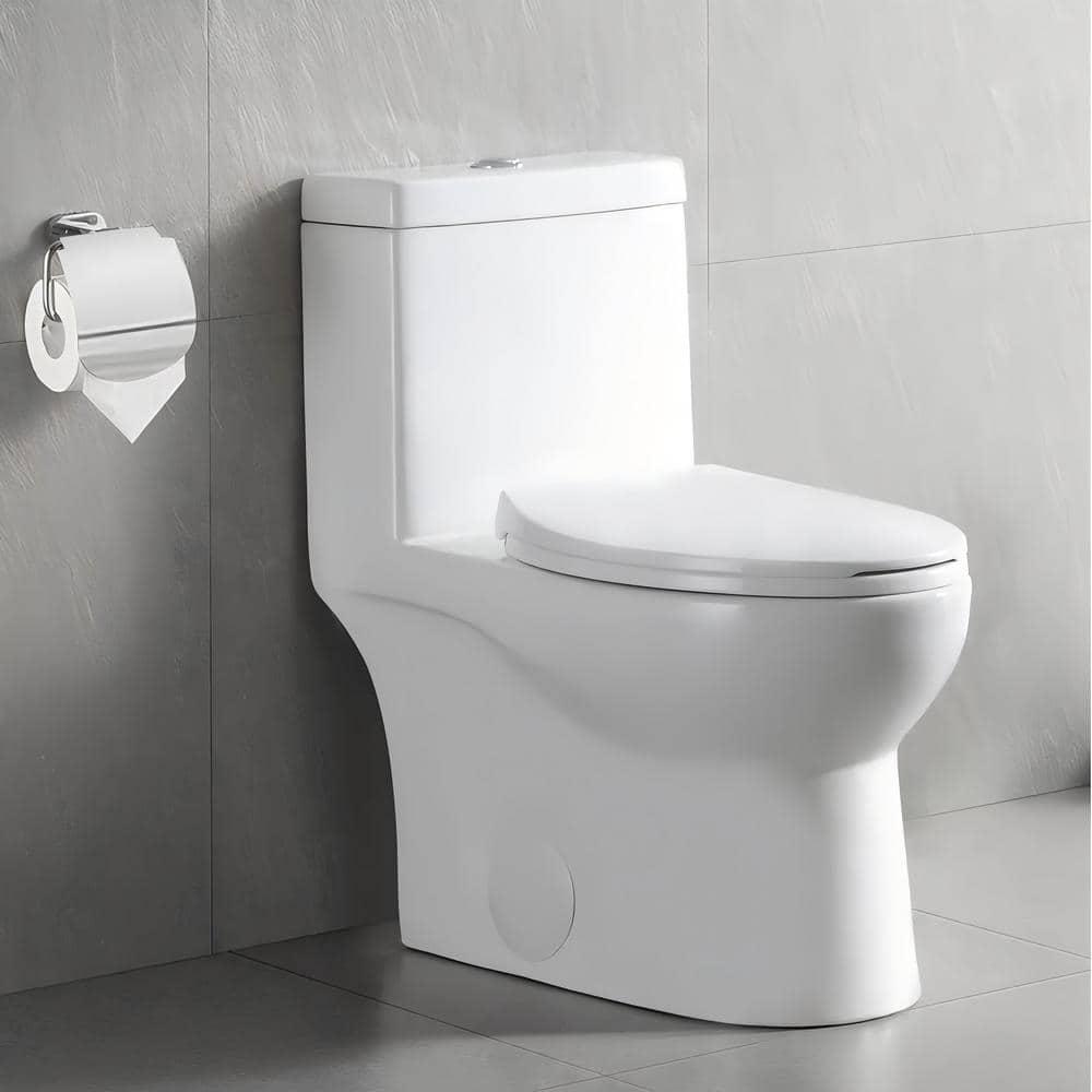 DeerValley Ally Dual-Flush Elongated One-Piece Toilet with Glazed Surface Modern Toilet with Comfort Seat Height  (Seat Included) DV-1F52816