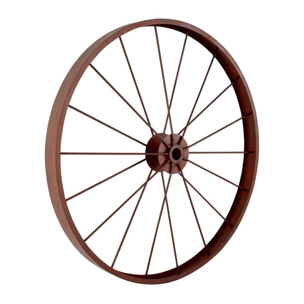 Decmode Large Red Metal Wheel Wall Decor, 43"