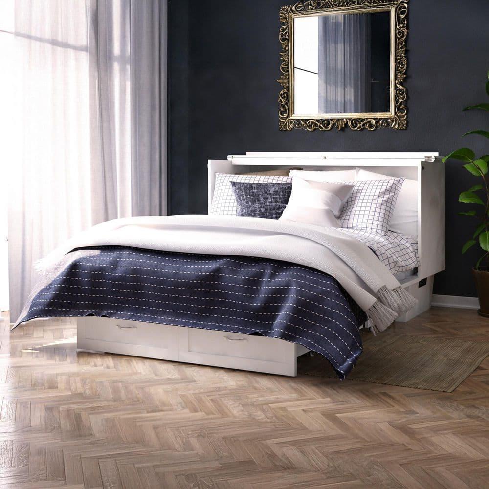 Queen Monroe Murphy Bed Chest with Memory Foam Mattress & USB Charger - AFI
